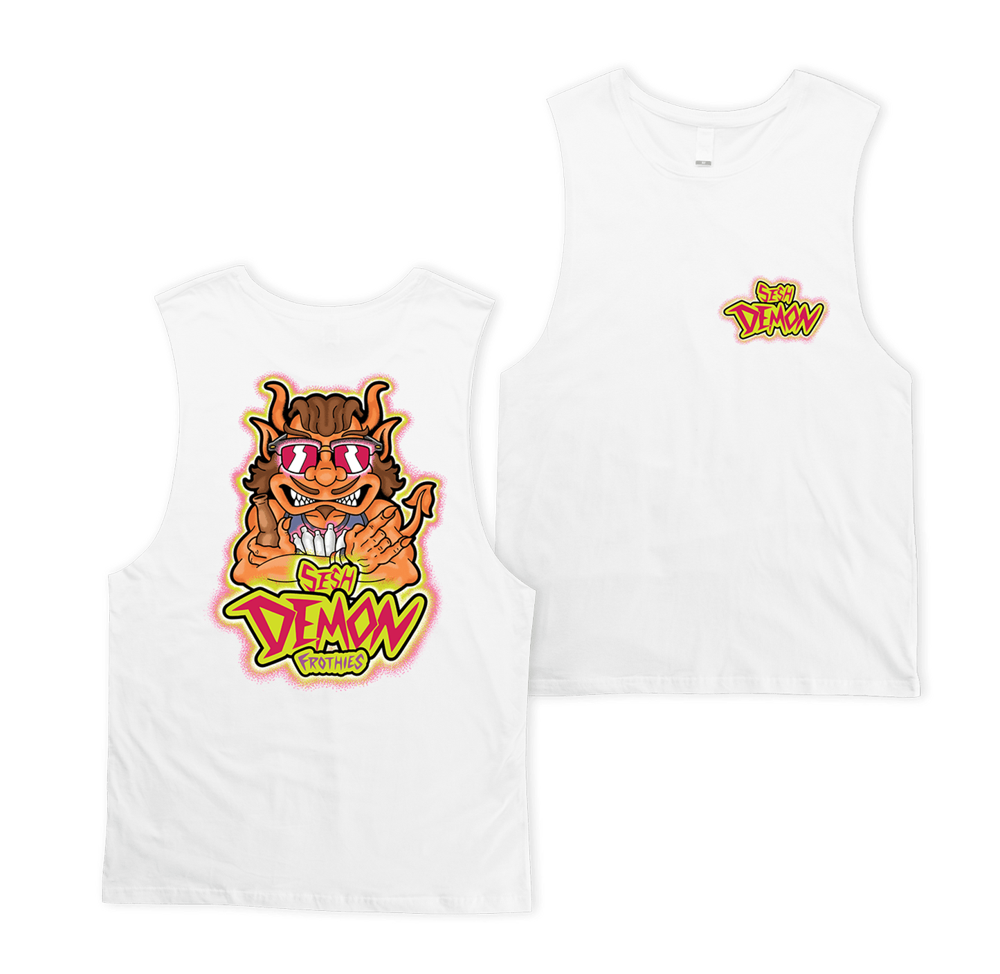 Sesh Demon Muscle Tee White