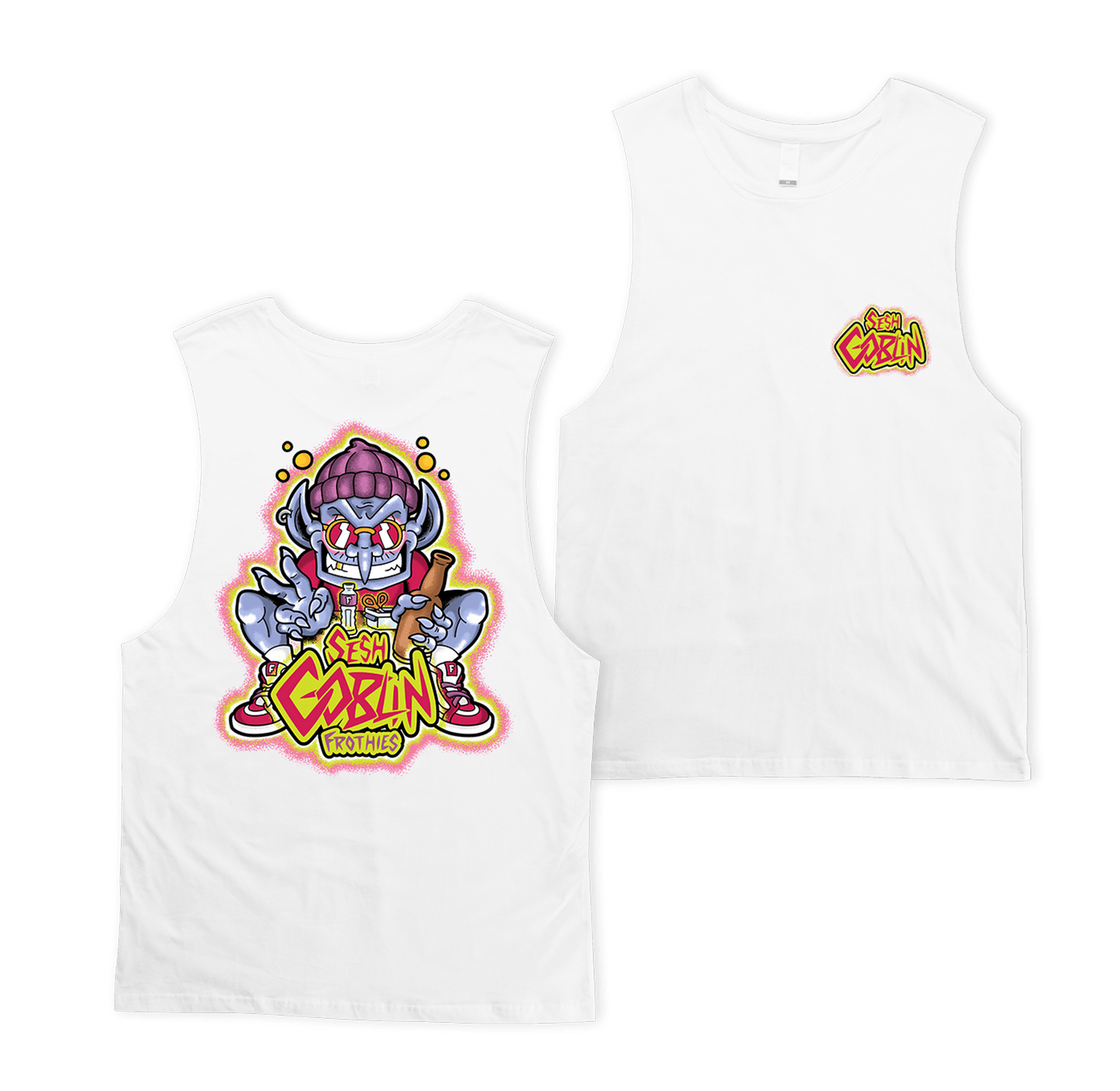 Sesh Goblin Muscle Tee White