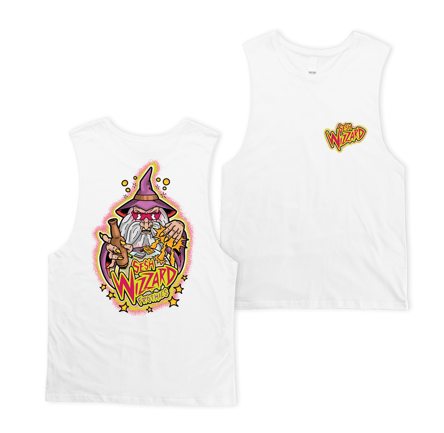 Sesh Wizzard Muscle Tee White