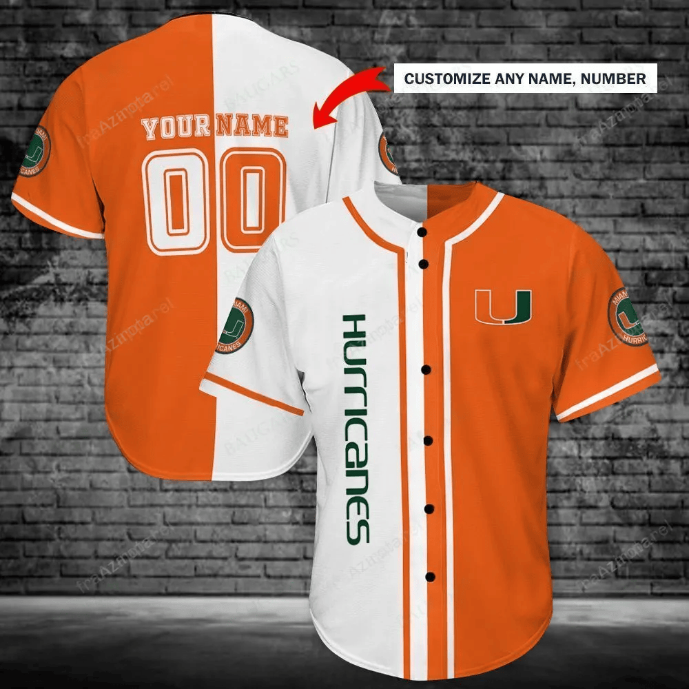 Miami Hurricanes Personalized Baseball Jersey Shirt 125