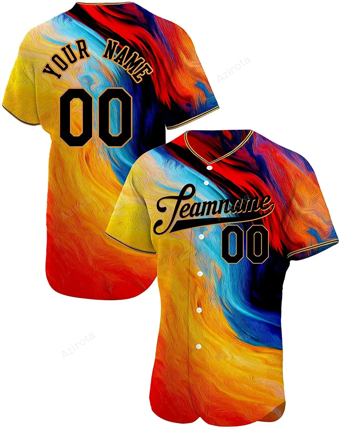 Personalized Golden Black Color Printed Name And Number Idea Gift For Fans Baseball Jersey