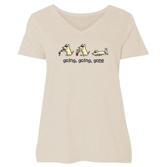Going Going Gone - Ladies Curvy V-Neck Tee
