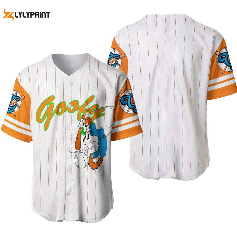 Goofy Dog All Over Print Pinstripe Baseball Jersey - lylyprint.com