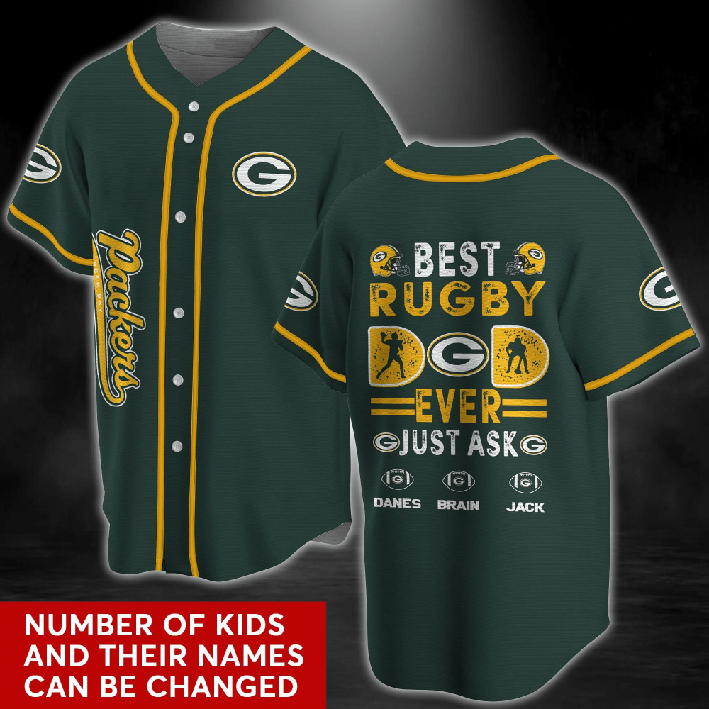 Green Bay Packers Baseball Jersey Shirt with Personalized Name - Aopprinter
