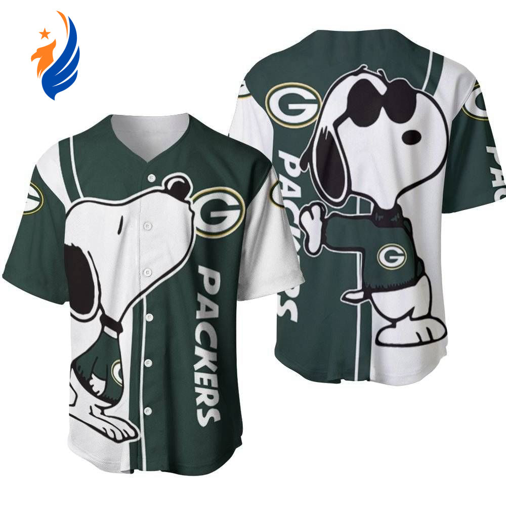 Green Bay Packers Snoopy Lover Printed Baseball Jersey - Gift for Women Men - Bafud