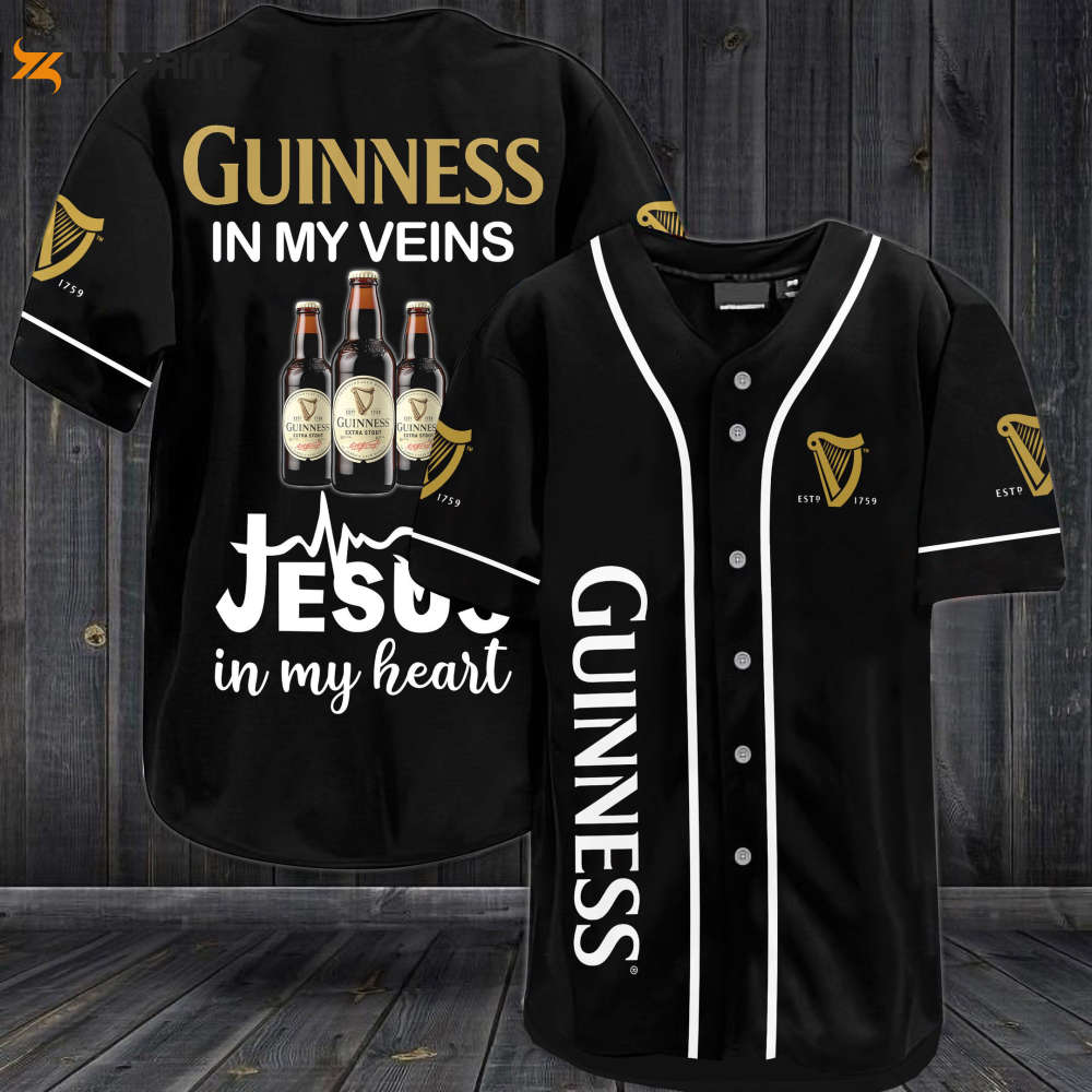 Guinness In My Veins Jesus In My Heart Baseball Jersey - lylyprint.com
