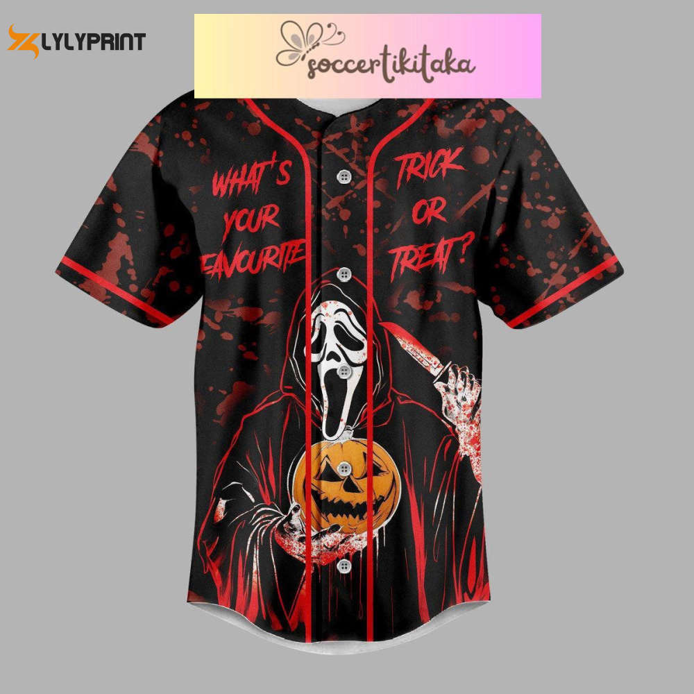 Halloween Ghostface Jersey Shirt, Trick Or Treat Shirt, Scream Movie Baseball Shirt, Halloween Jersey Shirt - lylyprint.com