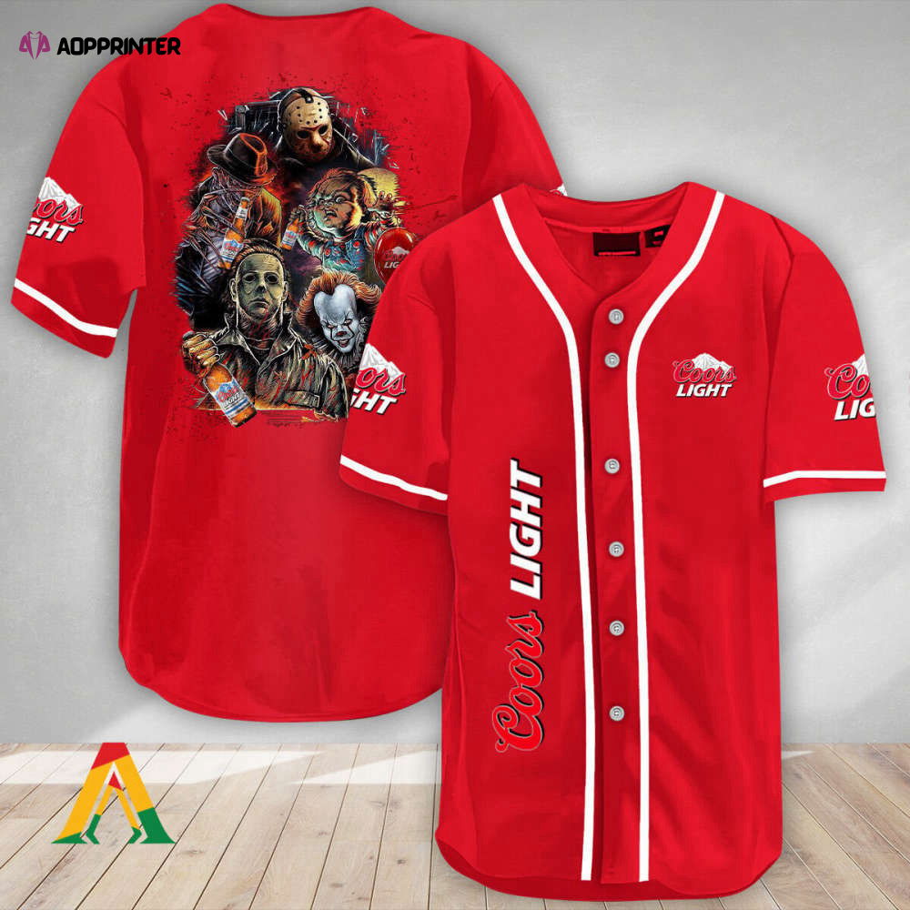 Halloween Horror Characters Coors Light Baseball Jersey - Aopprinter