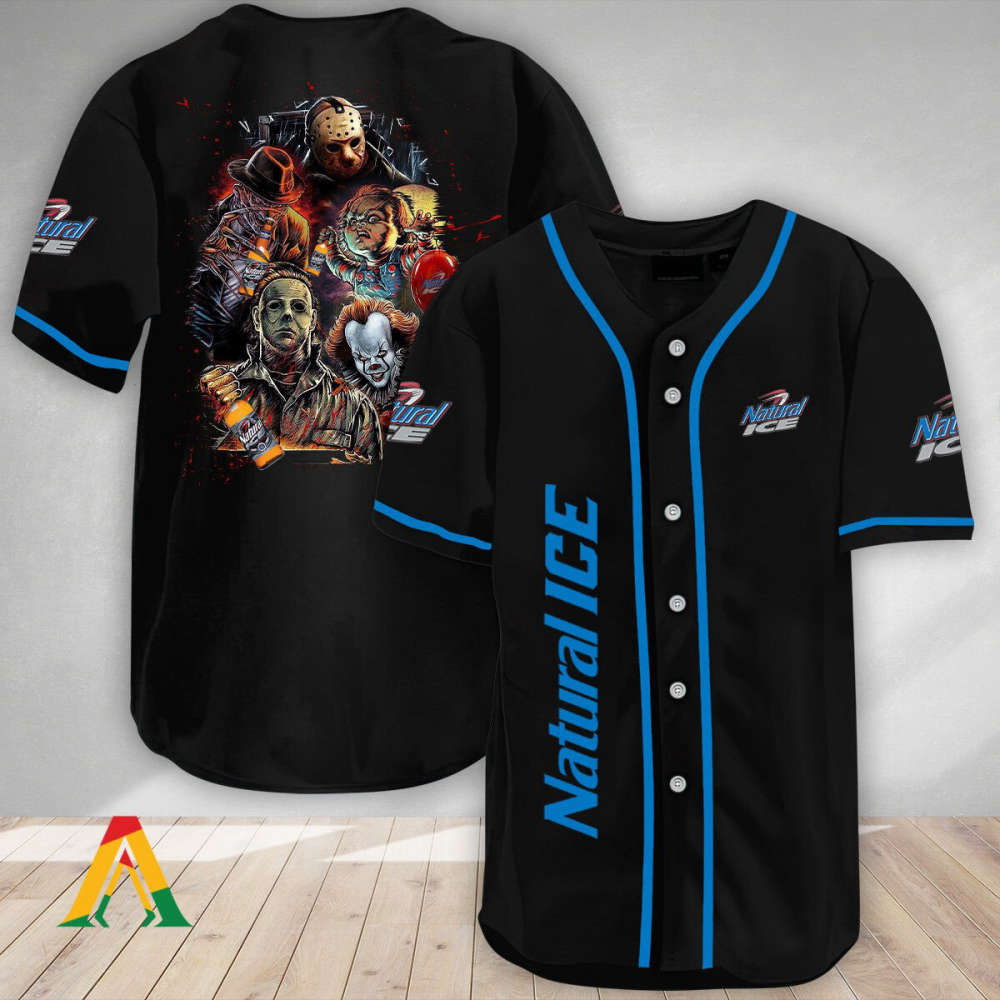 Halloween Horror Characters Natural Ice Baseball Jersey - Spooky Style for the Perfect Halloween Look! - Aopprinter