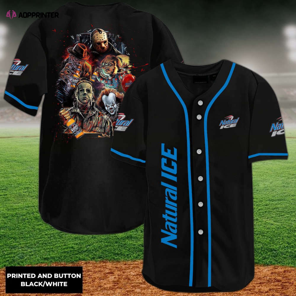 Halloween Horror Characters Natural Ice Baseball Jersey - Spooky Style for the Perfect Halloween Look! - Aopprinter