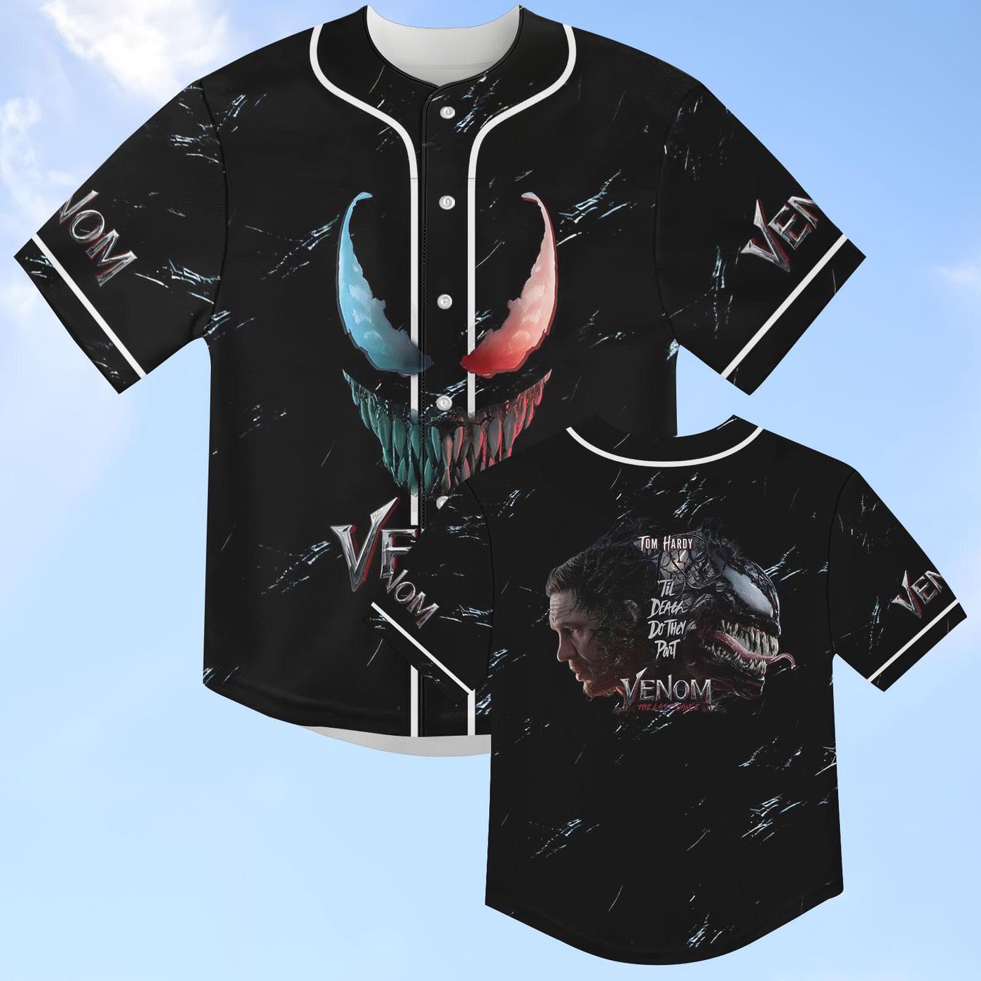 Spooky Halloween Venom Baseball Shirt: Horror Venom Jersey for Men - Perfect for MCU Fans & Anti-Superhero Enthusiasts! - Bafud