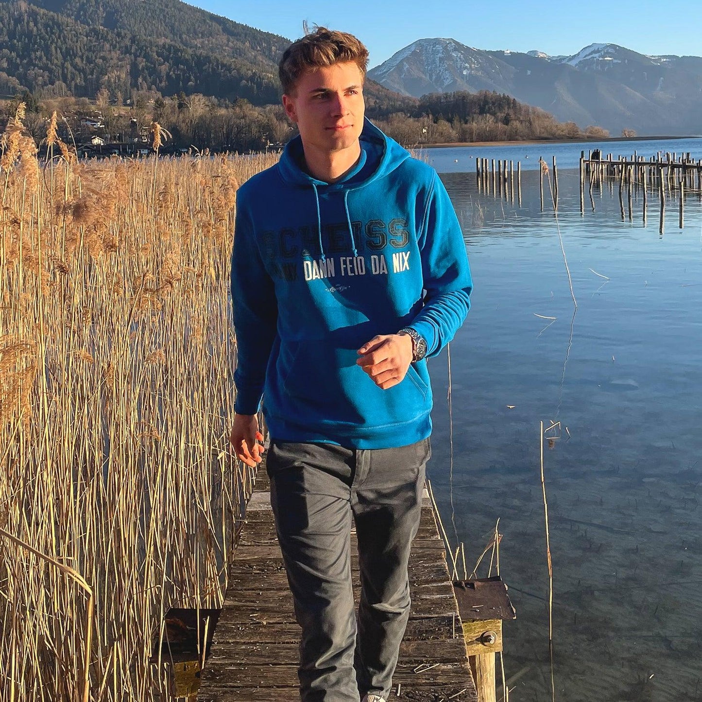 Herren Hoodie "ScheiÃƒÅ¸ da nix"