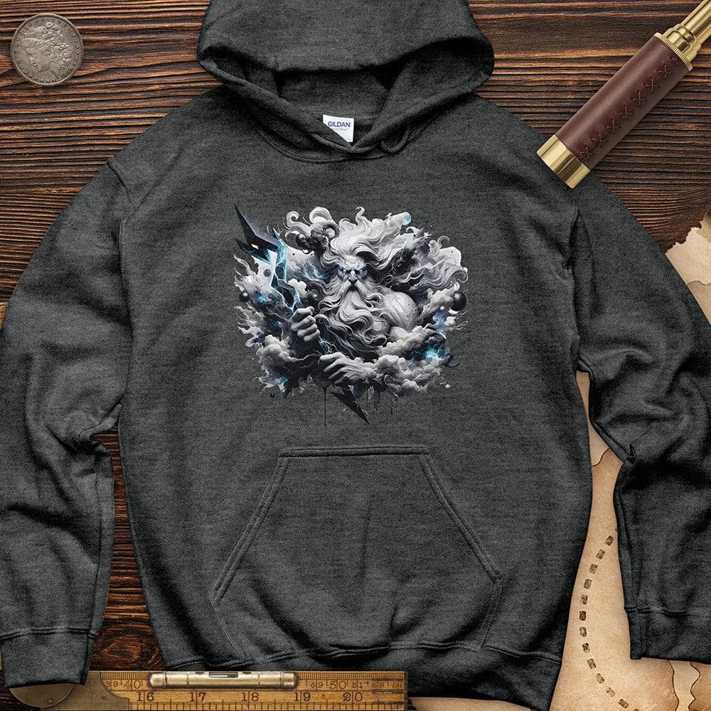 A Powerful Zeus Holding a Lightning Bolt Hoodie