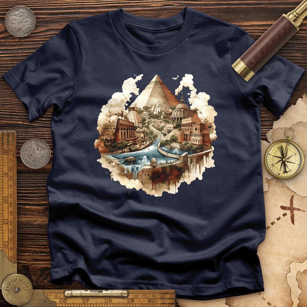 Pyramids Egypt City With River T-Shirt