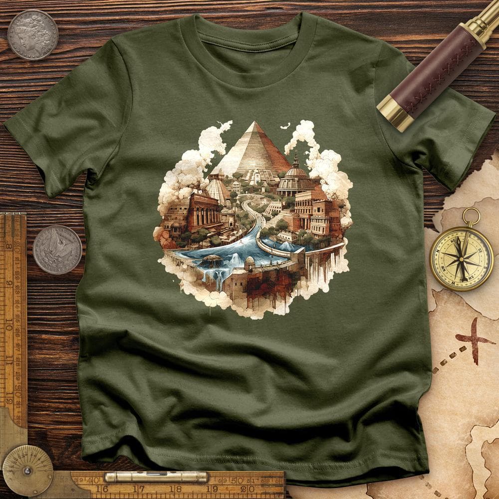 Pyramids Egypt City With River T-Shirt