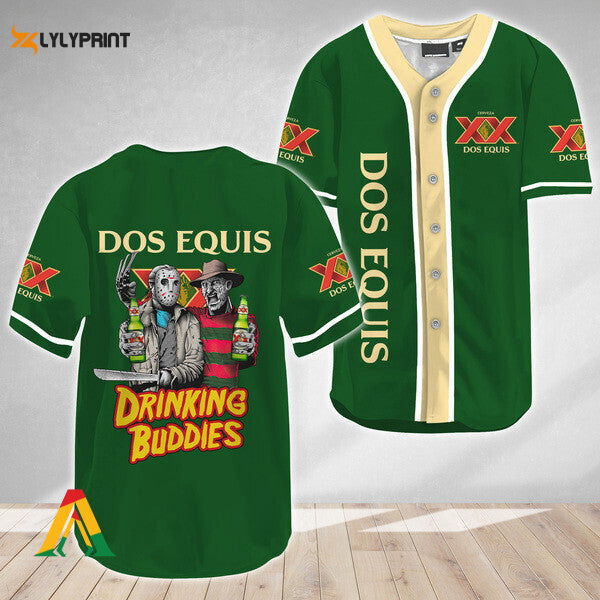 Horror Freddy Jason Drinking Buddies Dos Equis Baseball Jersey - lylyprint.com