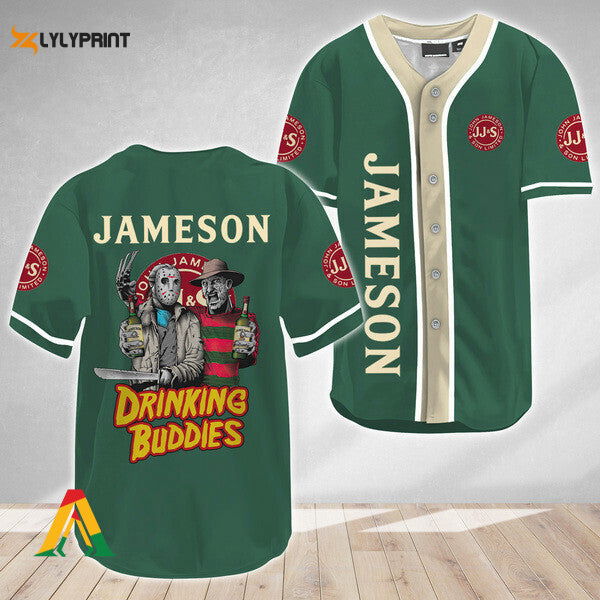 Horror Freddy Jason Drinking Buddies Jameson Whiskey Baseball Jersey - Gift for Men Women - lylyprint.com