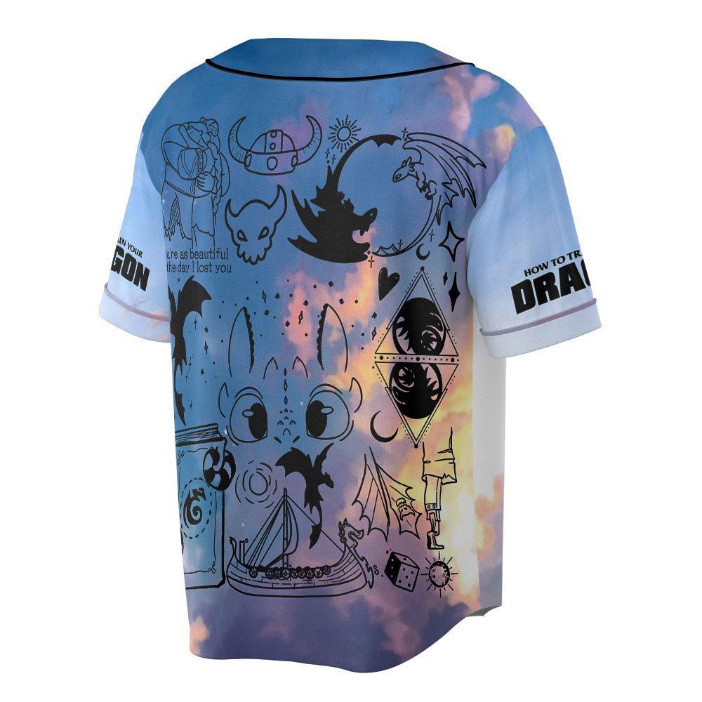 How To Train Your Dragon Movie Doodle Art Baseball Jersey - lylyprint.com