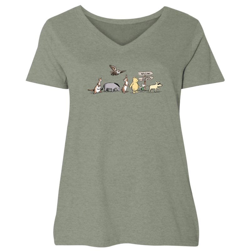 Hundred Acre Woof - Ladies Curvy V-Neck Tee