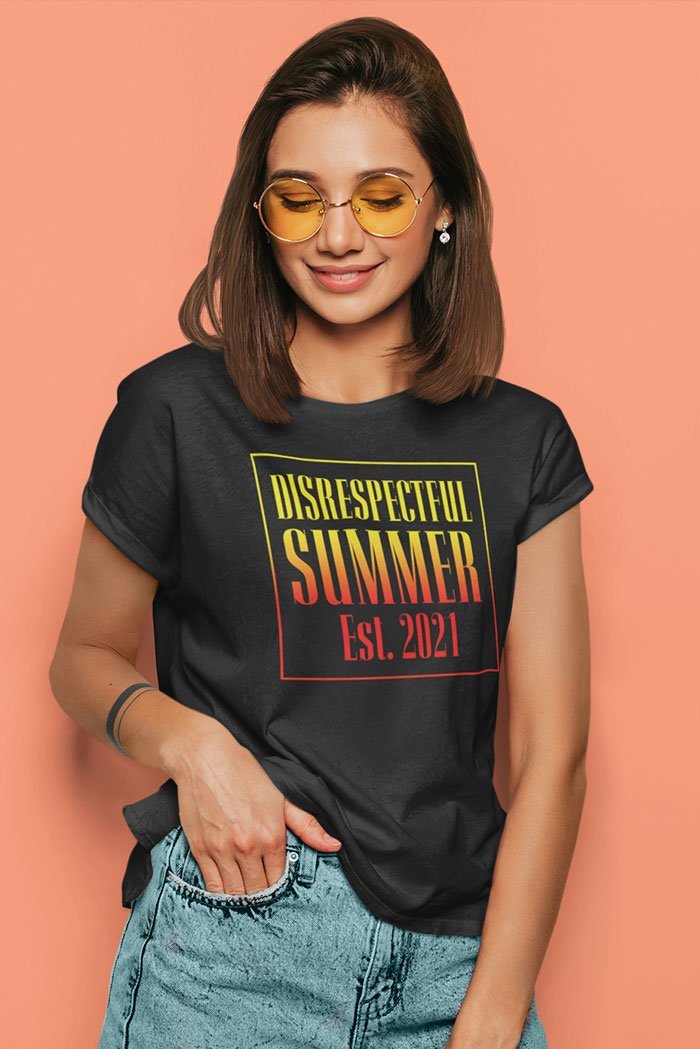 HYPER iCONiCÃ¢â‚¬Å¡Ãƒâ€žÃƒÂ¶Ã¢Ë†Å¡ÃƒÂ«Ã‚Â¬Ã‚Â¢ Disrespectful Summer - Est 2021 (Black) Boyfriend T-Shirt