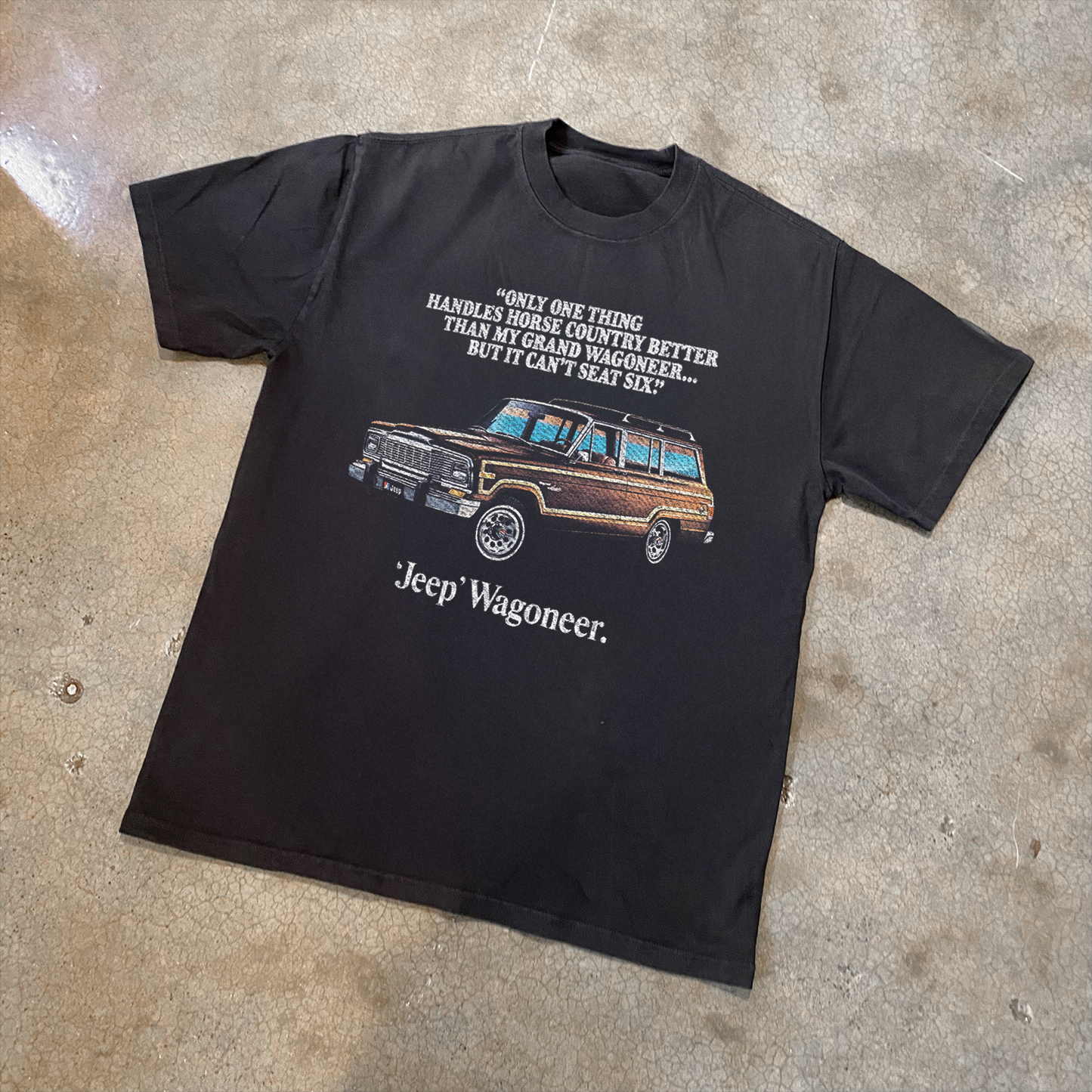 JEEP 'WAGONEER' HEAVY FADED BLACK T-SHIRT