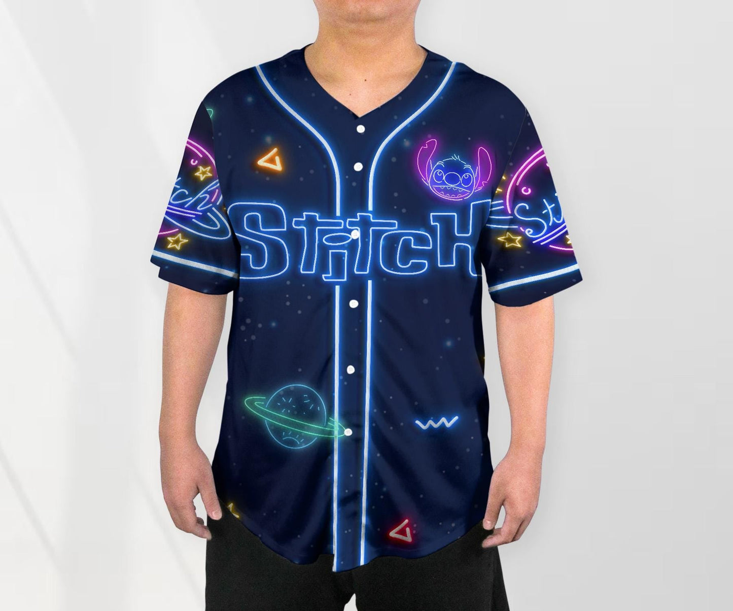 Stitch Baseball Jersey Neon Stitch Baseball Shirt Gift