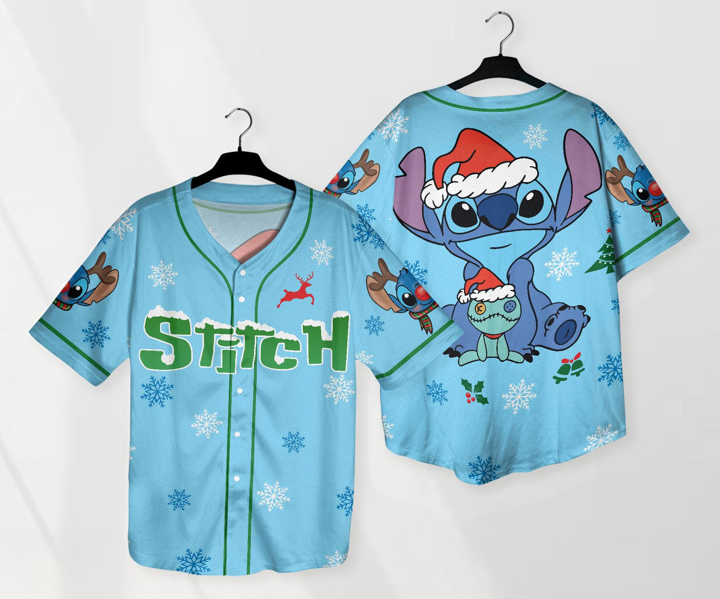 Stitch Baseball Jersey Christmas Baseball Jersey Shirt Blue Stitch Shirt Gift