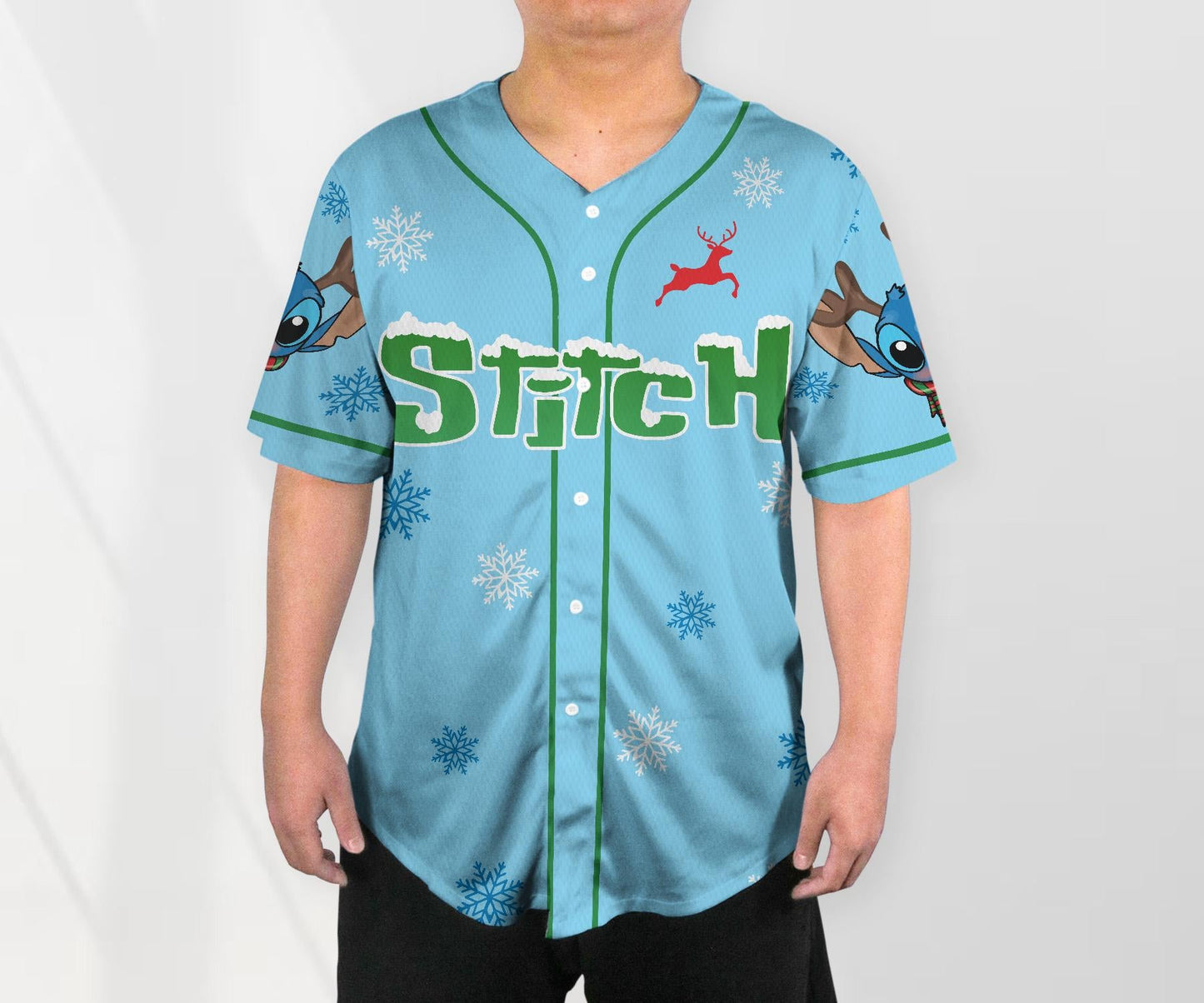 Stitch Baseball Jersey Christmas Baseball Jersey Shirt Blue Stitch Shirt Gift