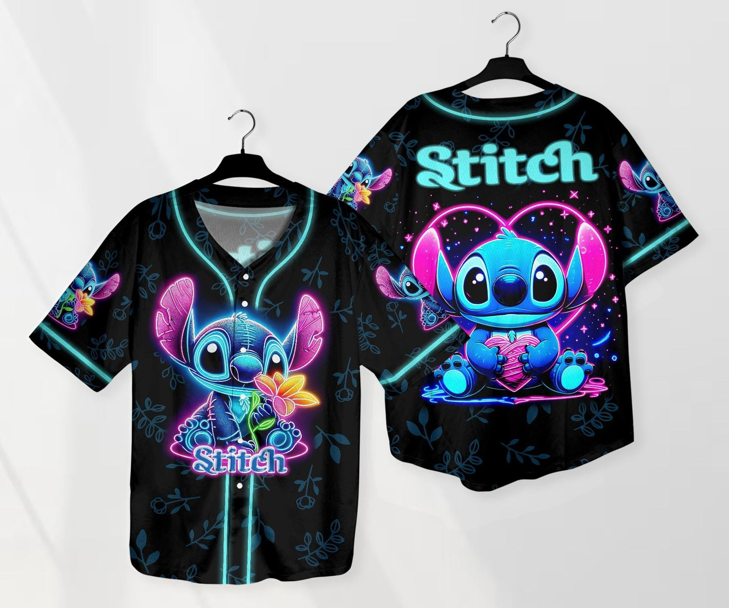 Stitch Baseball Jersey Neon Stitch Jersey Baseball Shirt Gift