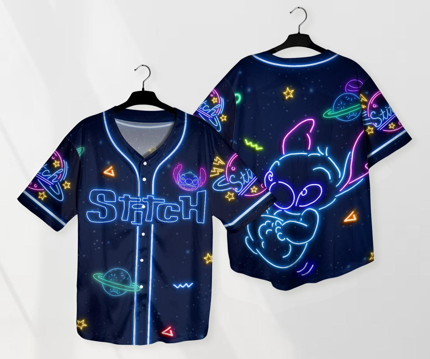 Stitch Baseball Jersey Neon Stitch Baseball Shirt Gift