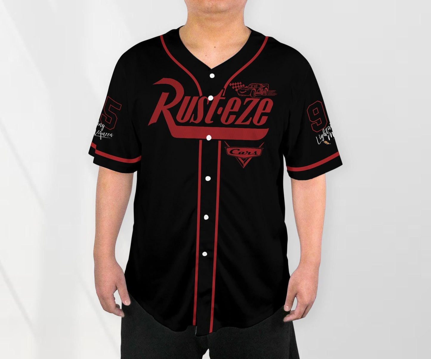Personalized Mcqueen Baseball Jersey Custom Name Jersey Cars Lightning Jersey Cars Cartoon Shirt Gifts
