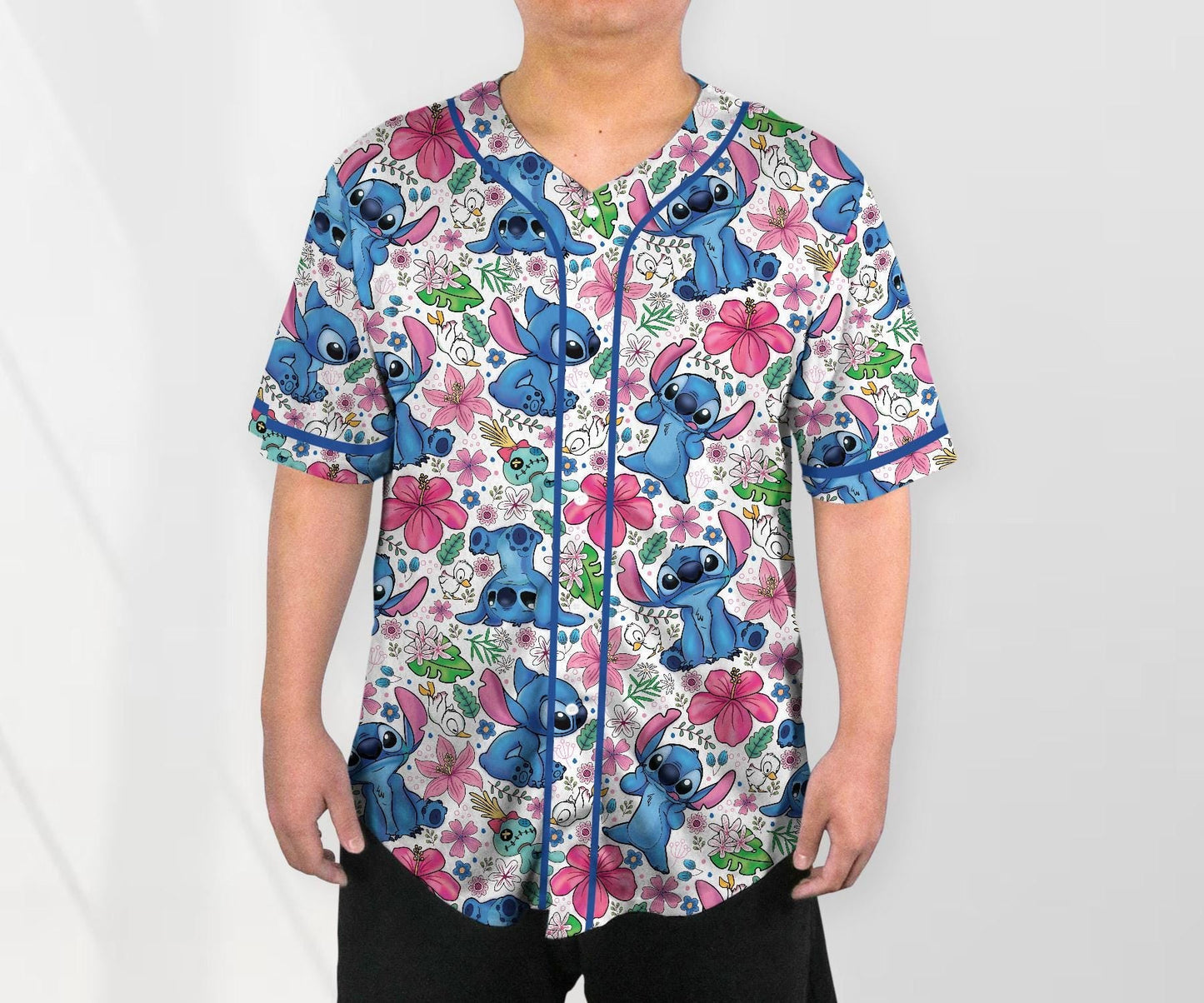 Stitch Jersey Shirt Aloha Tropical Baseball Jersey Stitch Family Shirt Hibiscus Stitch Shirt Gifts