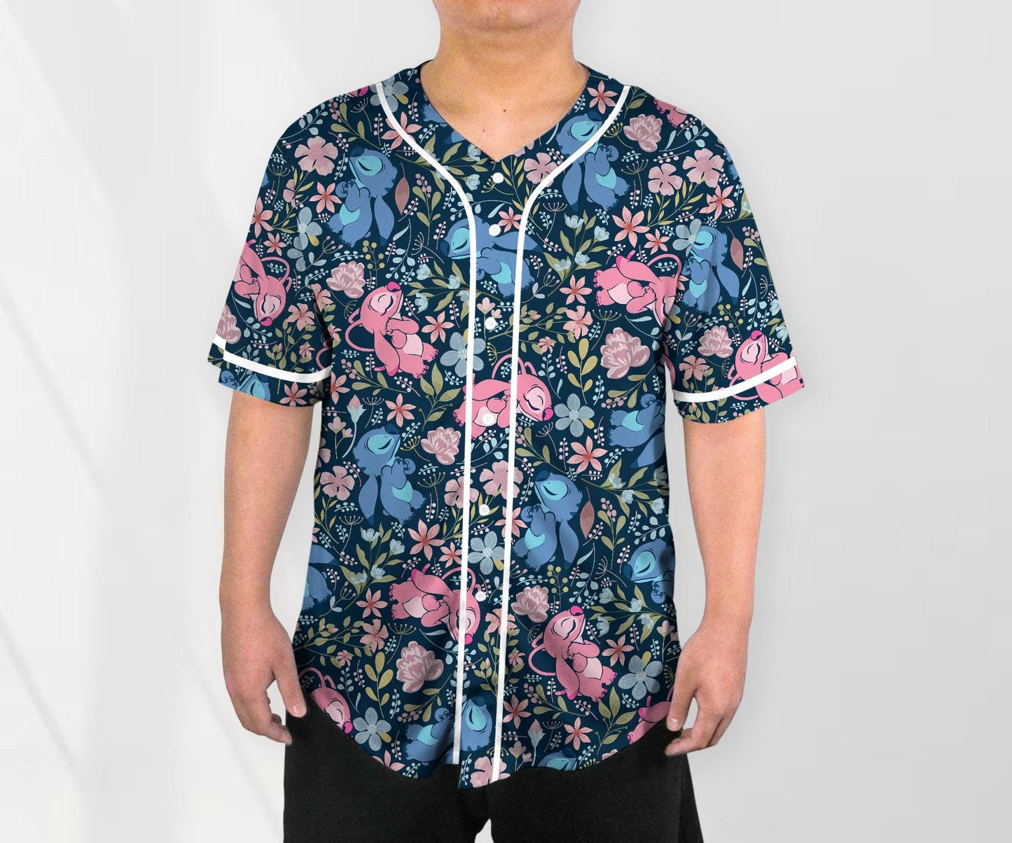 Angel Stitch Baseball Jersey Shirt Aloha Summer Tropical Jersey Stitch Angel Shirt Cute Stitch Shirt Gifts
