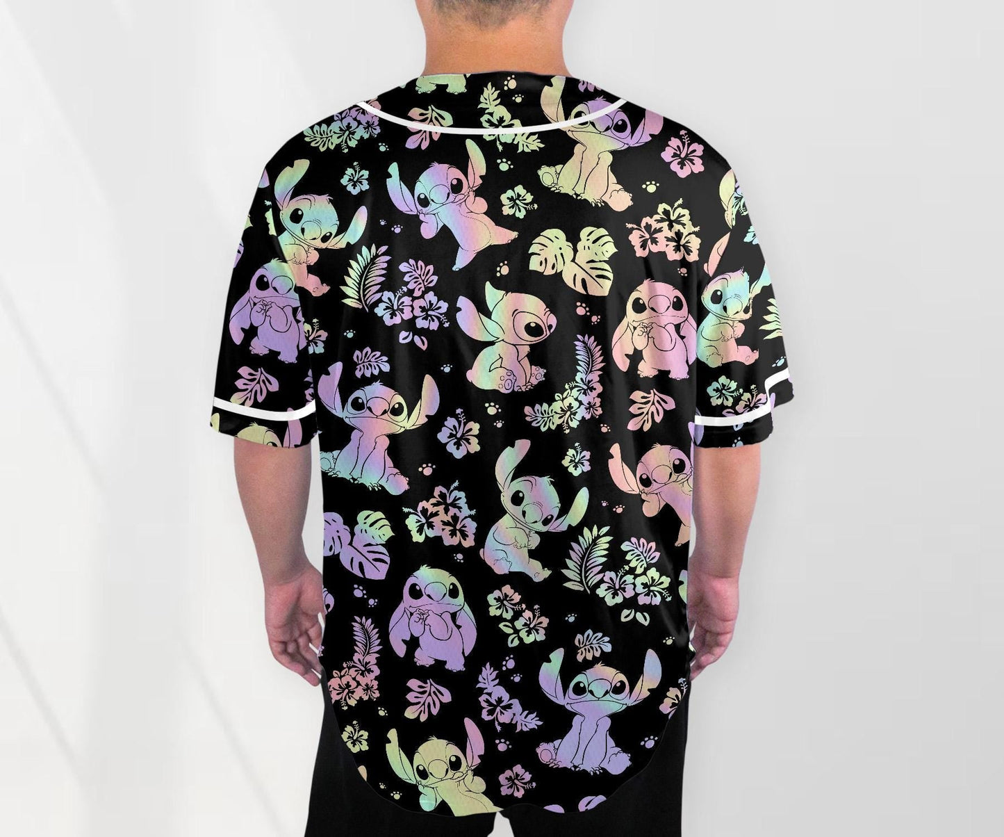 Stitch Baseball Jersey Shirt Aloha Tropical Baseball Jersey Hologram Stitch Baseball Shirt Cute Stitch Shirt Gifts