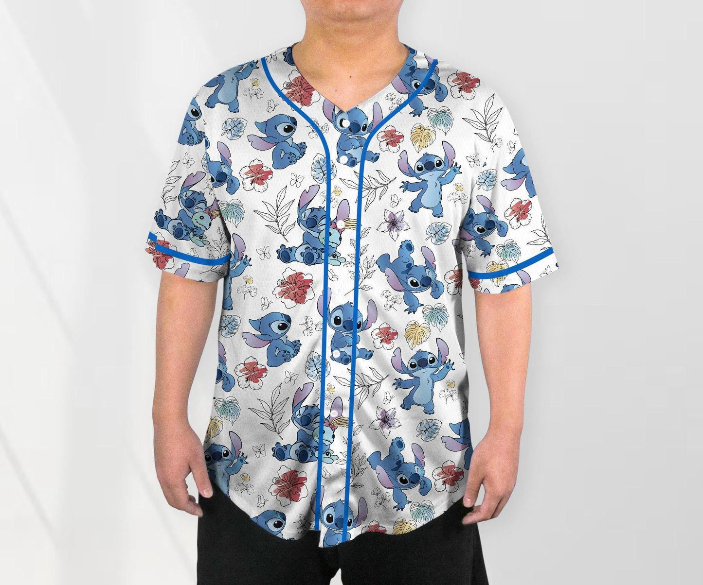 Stitch Baseball Jersey Shirt Aloha Tropical Baseball Jersey Stitch Baseball Shirt Cute Stitch Shirt Gifts