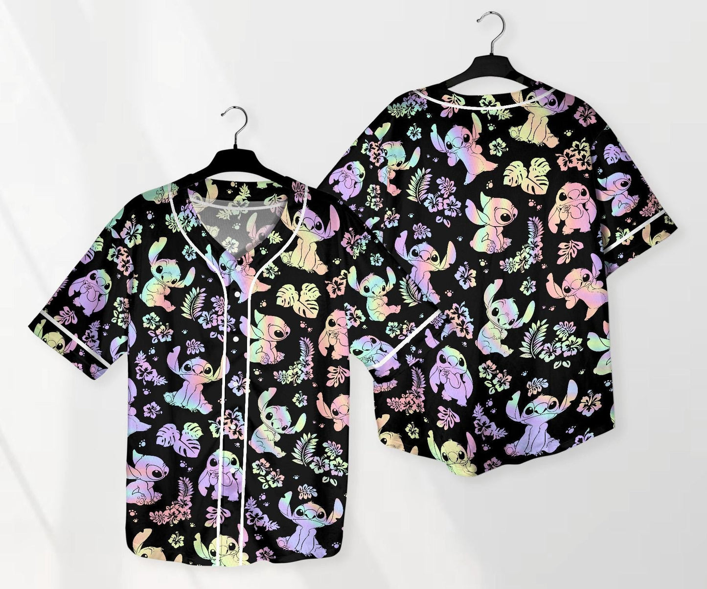 Stitch Baseball Jersey Shirt Aloha Tropical Baseball Jersey Hologram Stitch Baseball Shirt Cute Stitch Shirt Gifts