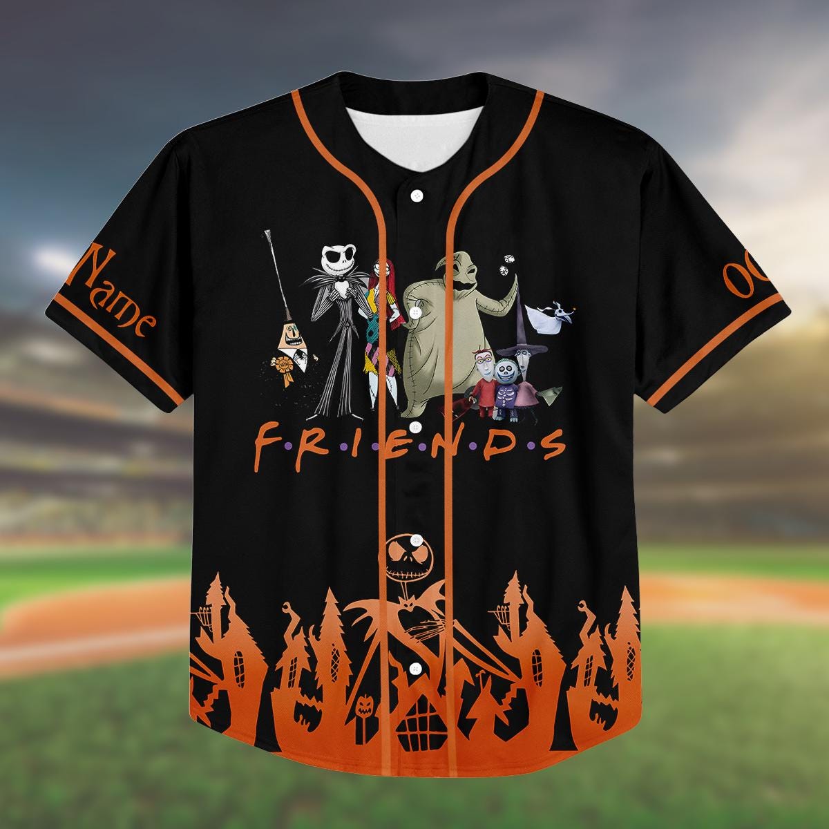 Custom Halloween Baseball Jersey, Personalized Jack Skellington Shirt, Spooky Team Jersey, Halloween Party Outfit, Gift for Him/Her