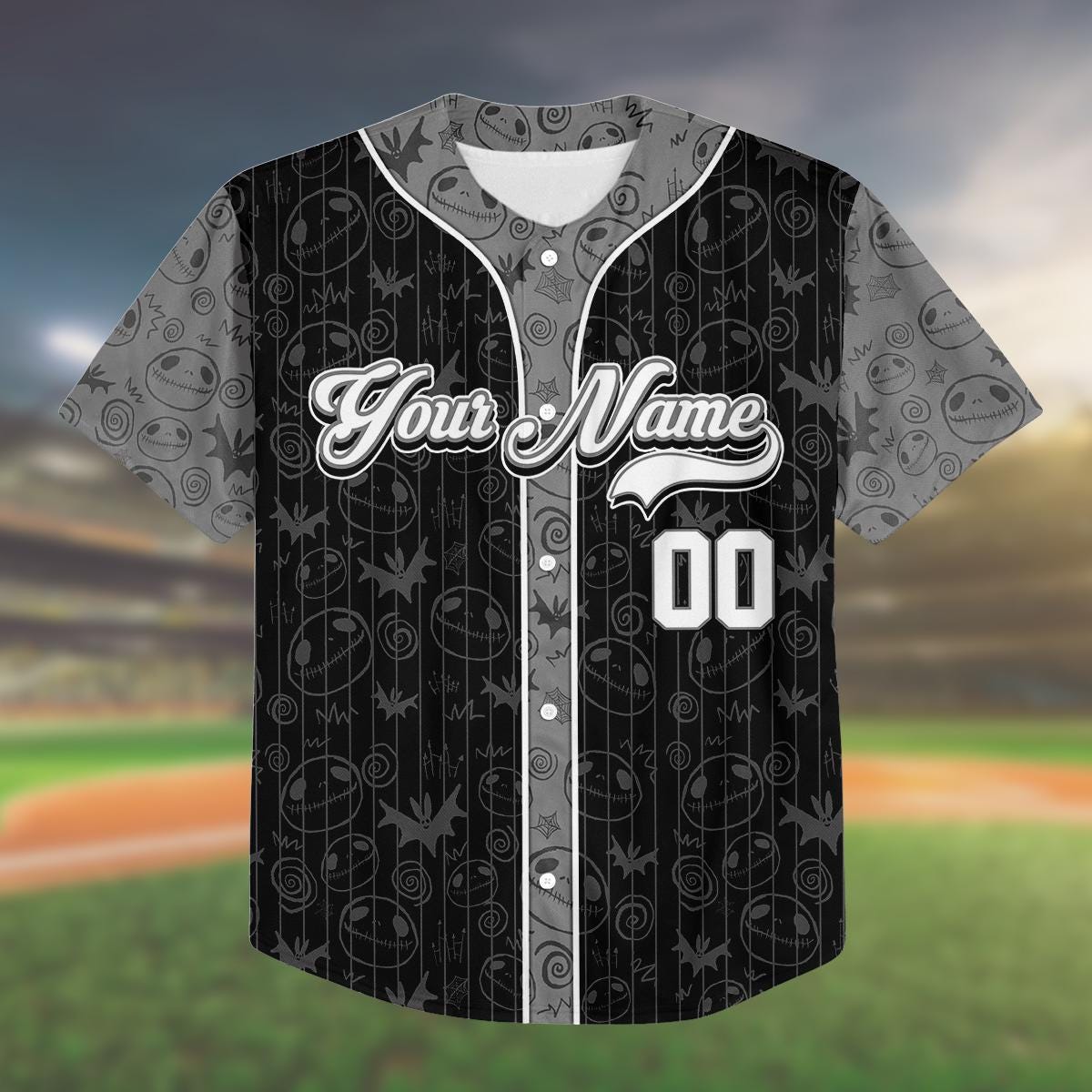 Custom Jack Skellington Baseball Jersey, Team Up Matching Outfit, Halloween Shirt, Personalized Name Number, Family Trip Jersey