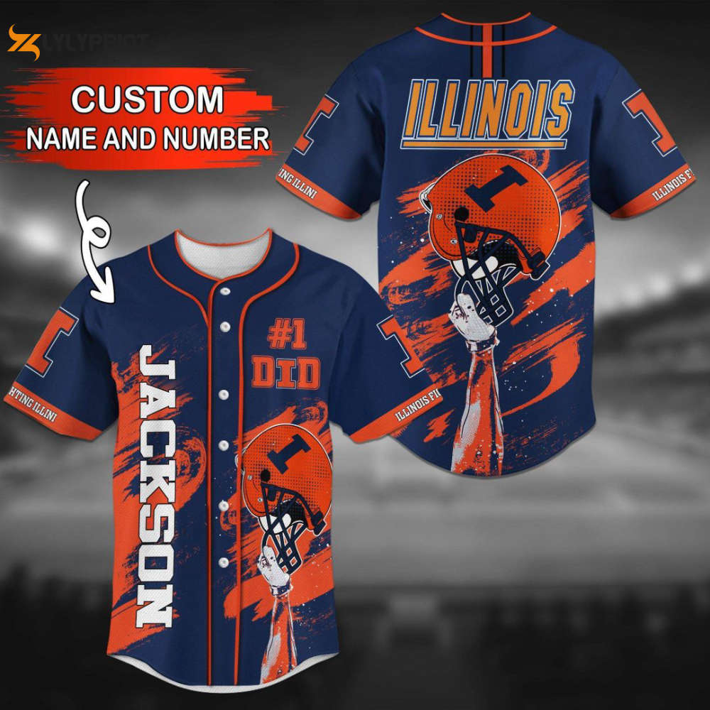 Illinois Fighting Illini Personalized Baseball Jersey - lylyprint.com