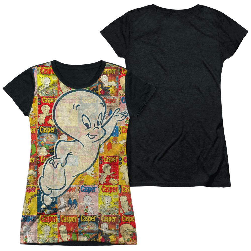 Casper the Friendly Ghost Covered - Juniors Black Back T-Shirt