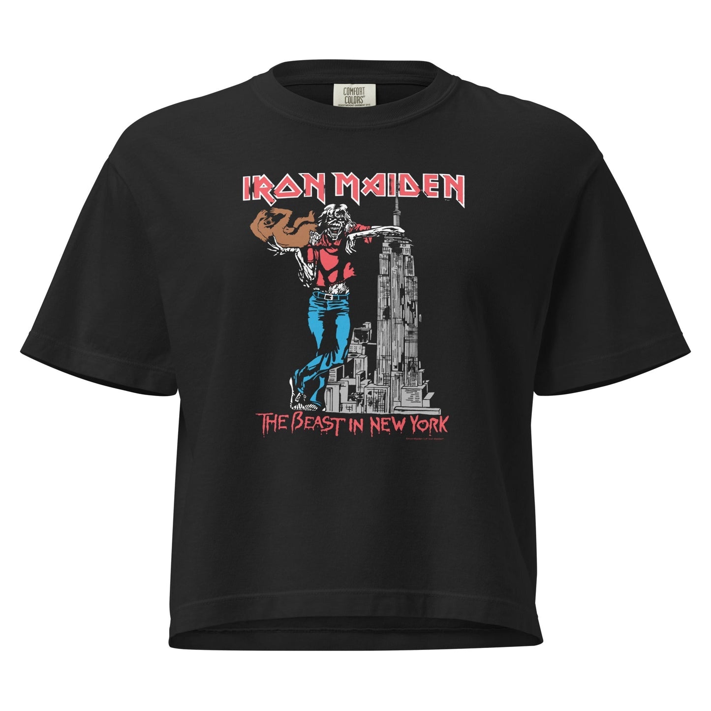 Iron Maiden NYC 1982 Vintage Tour Mineral Wash Womens Crop Tee