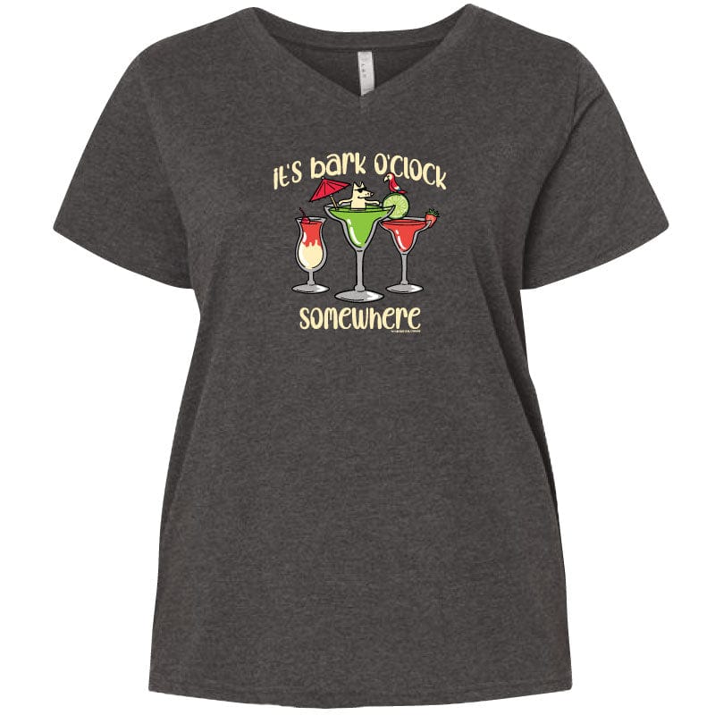 It's Bark O'Clock Somewhere - Ladies Curvy V-Neck Tee