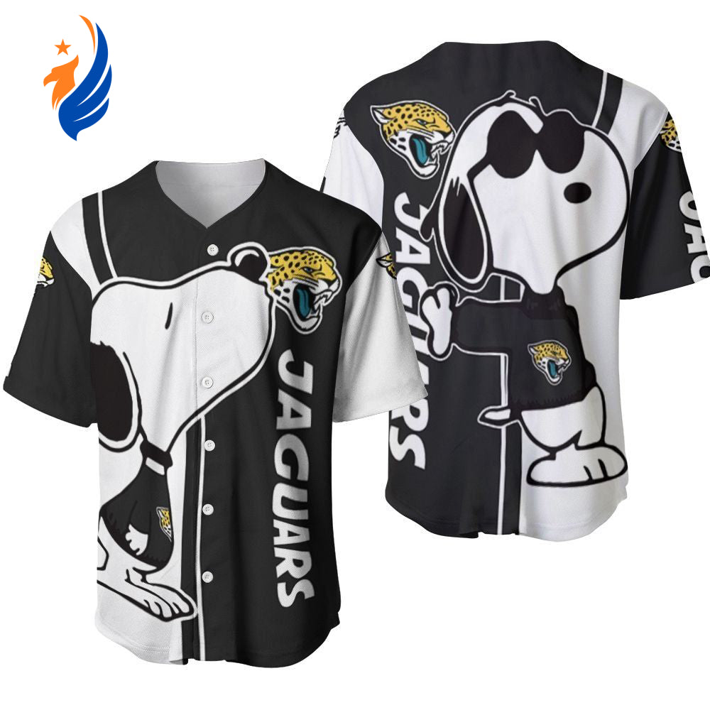 Jacksonville Jaguars Snoopy Lover Printed Baseball Jersey - Gift for Men Women- Gift for Women Men - Bafud