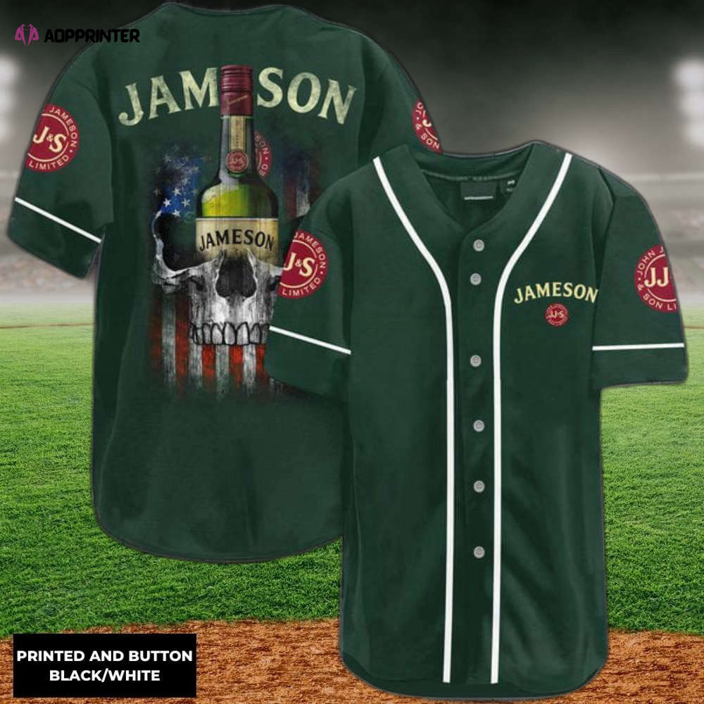 Jameson Baseball Jersey: US Flag Black Skull Design for Edgy Style - Aopprinter
