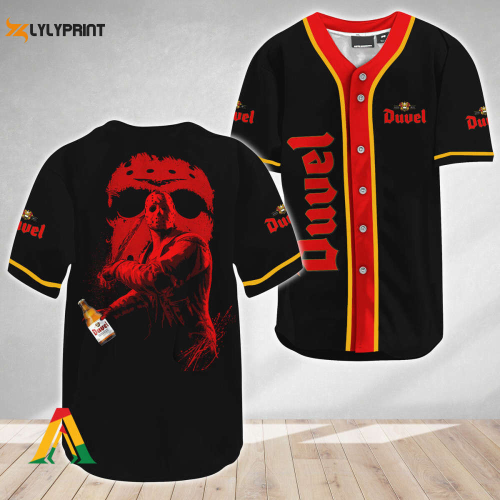 Jason Voorhees Friday The 13th Duvel Beer Baseball Jersey - Gift for Men Women - lylyprint.com