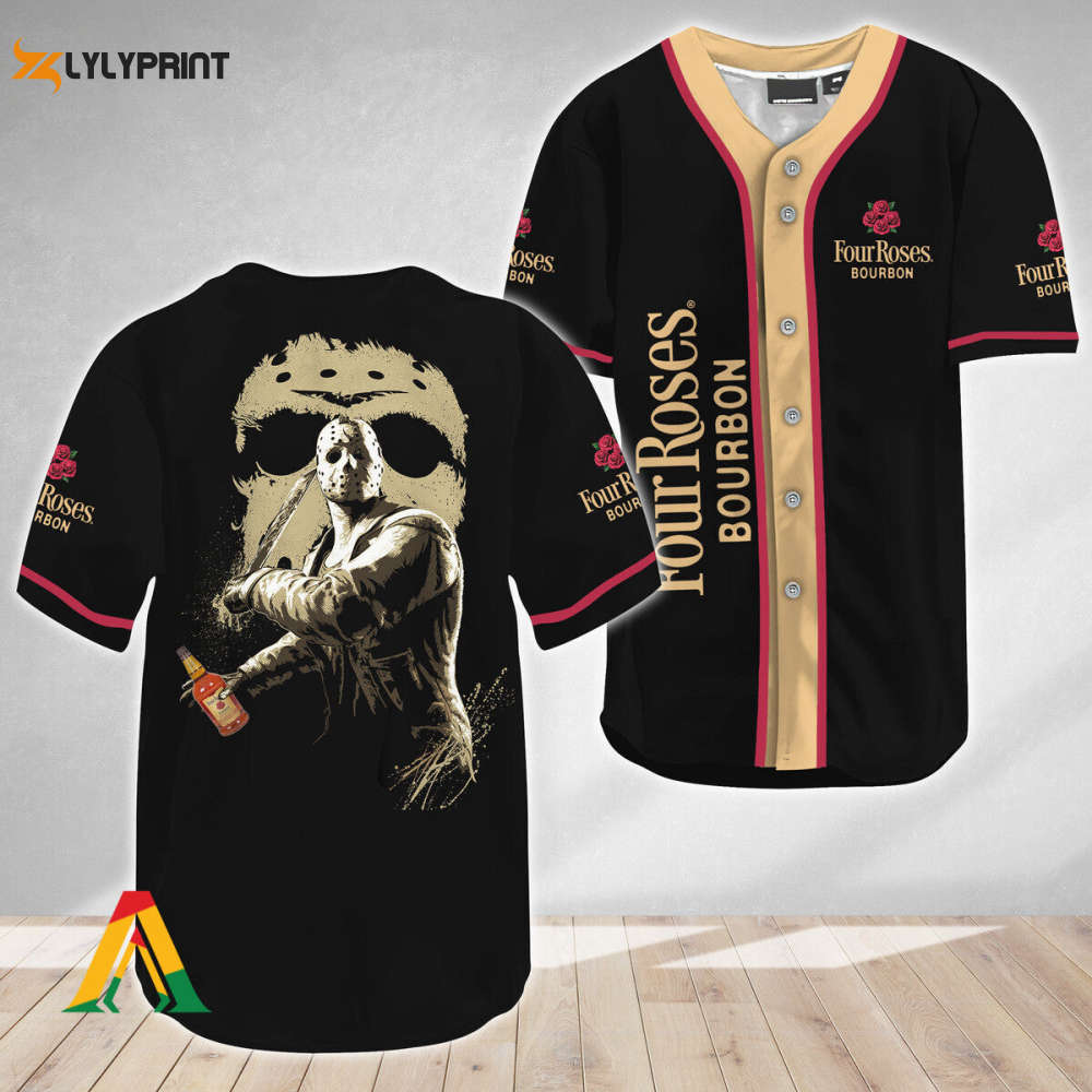 Jason Voorhees Friday The 13th Four Roses Bourbon Baseball Jersey - Gift for Men Women - lylyprint.com
