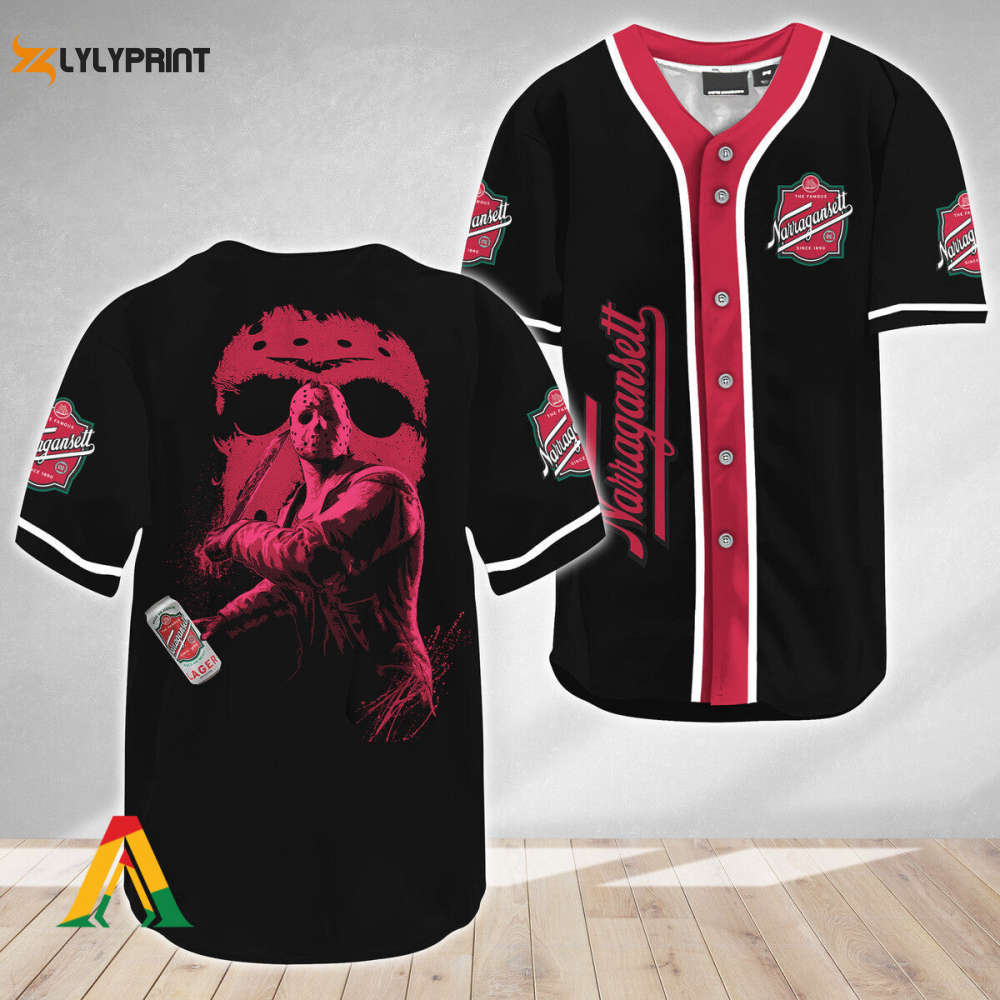Jason Voorhees Friday The 13th Narragansett Beer Baseball Jersey - Gift for Men Women - lylyprint.com