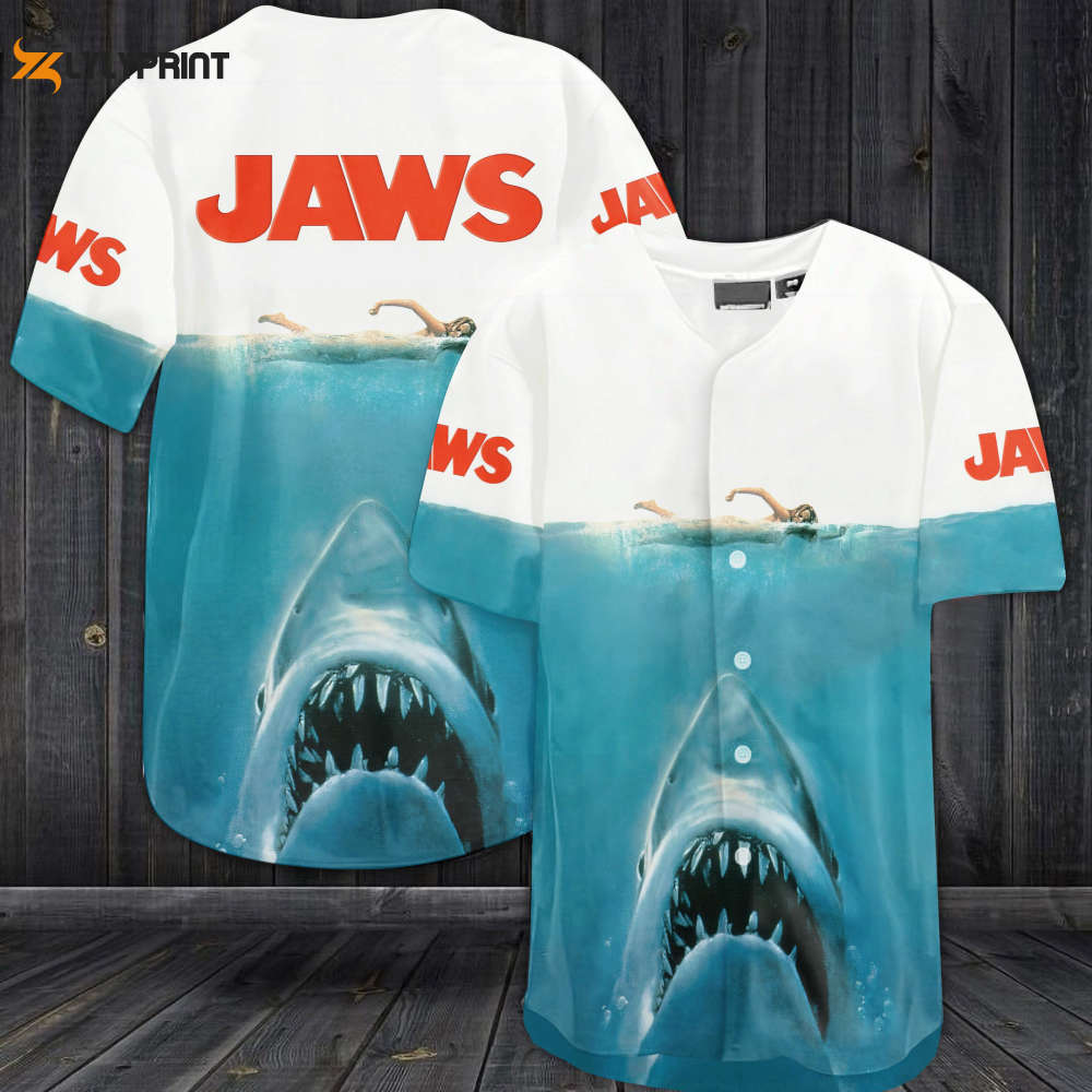 Jaws Movie All Over Print 3D Unisex Baseball Jersey White - lylyprint.com