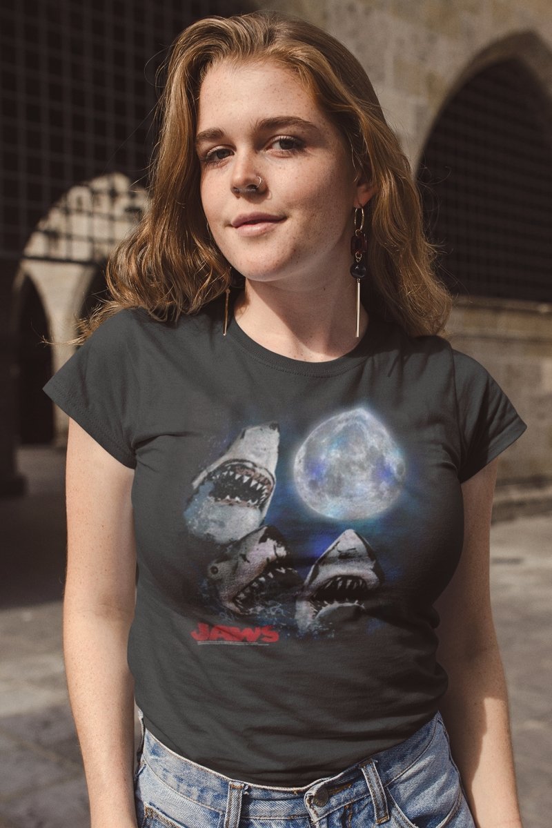 Jaws Three Shark Moon Boyfriend Tee