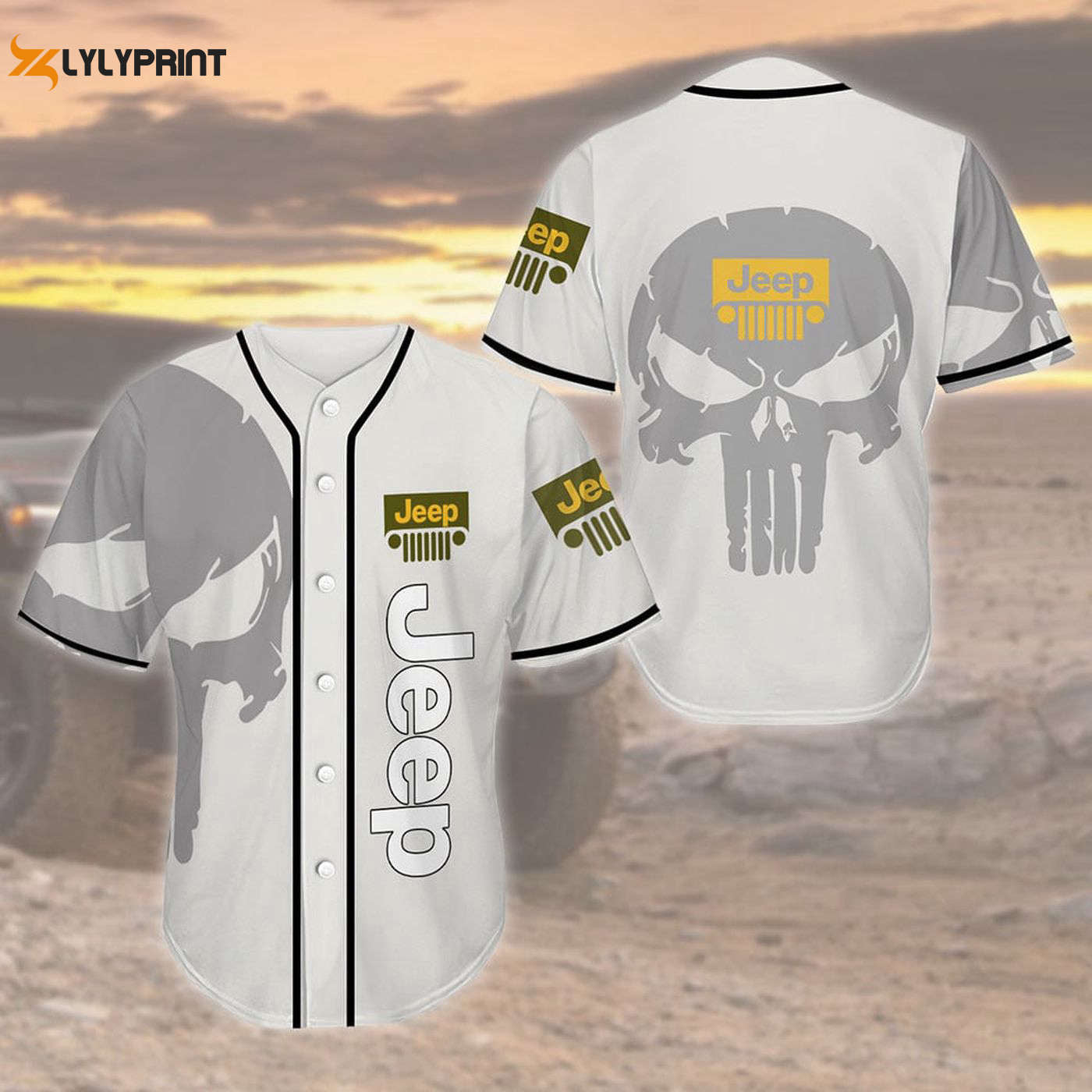 Jeep Skull Baseball Tee Jersey Shirt - Gift for Men Women - lylyprint.com